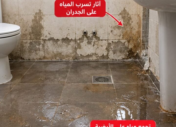 حمام قبل معالجة التسرب والعزل